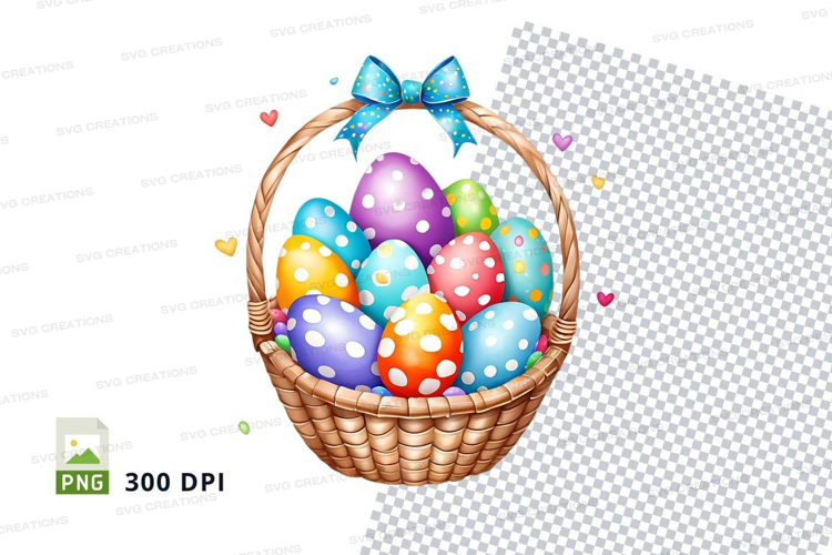 Easter basket with decorated eggs