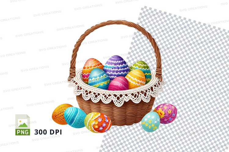 Easter basket with decorated eggs