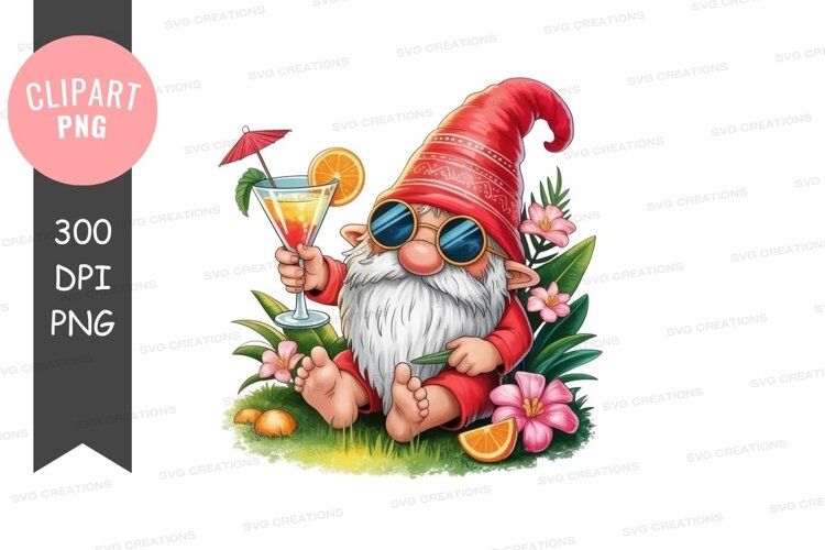 Relaxing gnome with cocktail example image 1