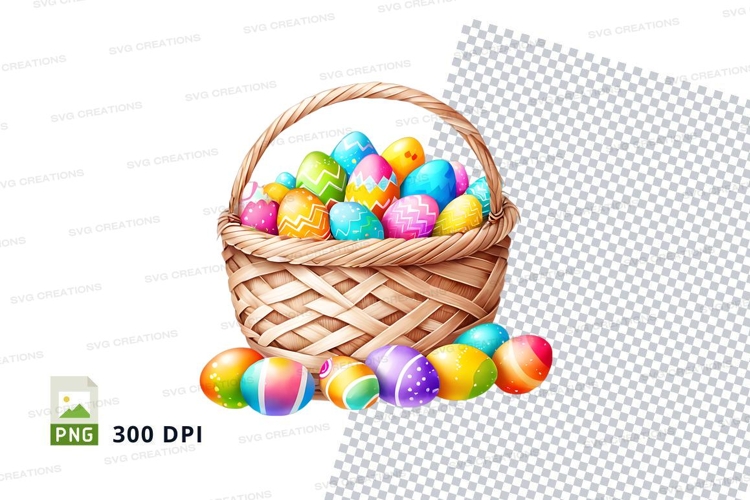 Easter basket with colorful eggs