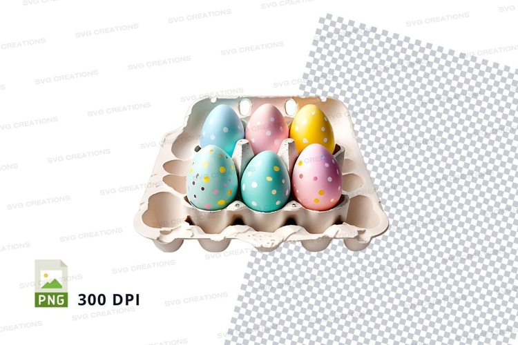 Colorful easter eggs in carton