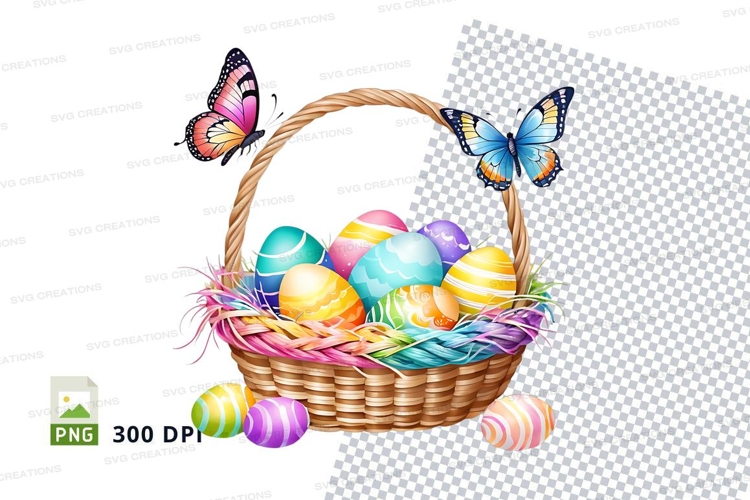 Easter basket with butterflies