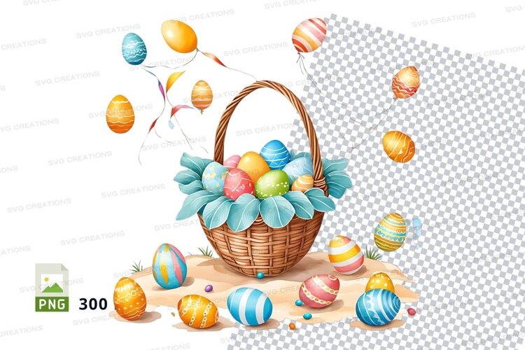 Easter basket with decorated eggs example image 1