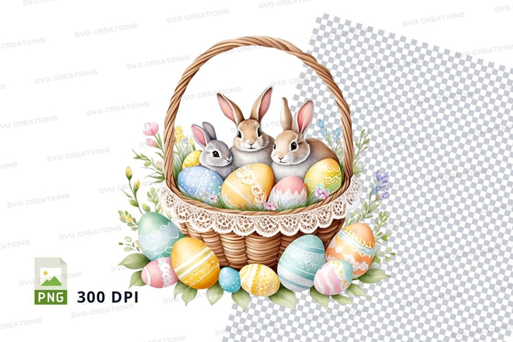 Easter basket with bunnies