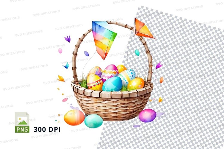 Easter basket with kites example image 1