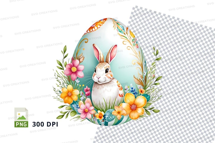 Easter bunny in decorated egg