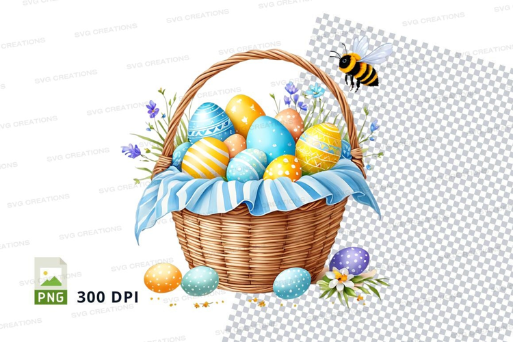 Easter basket with eggs and bee