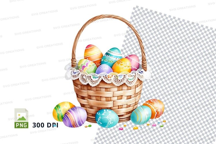 Easter basket with decorated eggs example image 1