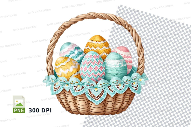 Easter basket with decorated eggs