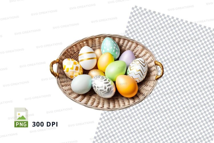 Easter basket with decorated eggs example image 1