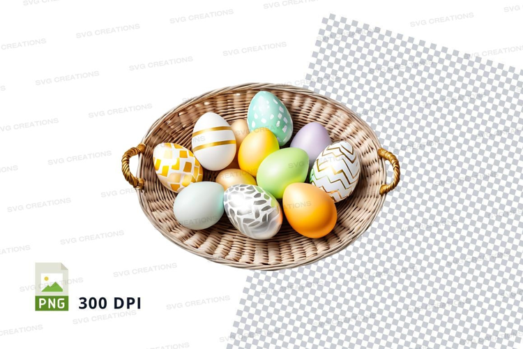 Easter basket with decorated eggs