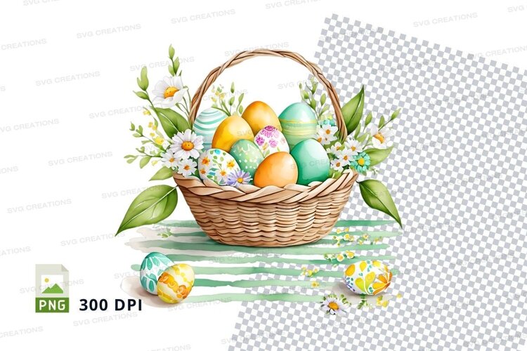 Easter basket with decorated eggs example image 1