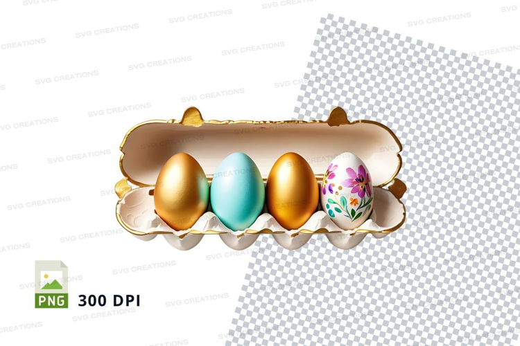 Decorative easter eggs in egg carton
