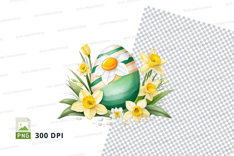 Easter egg with daffodils example image 1