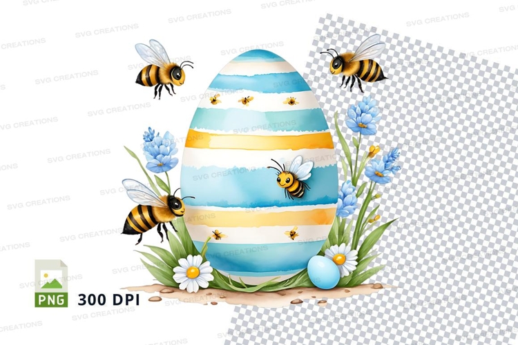 Springtime easter egg with bees