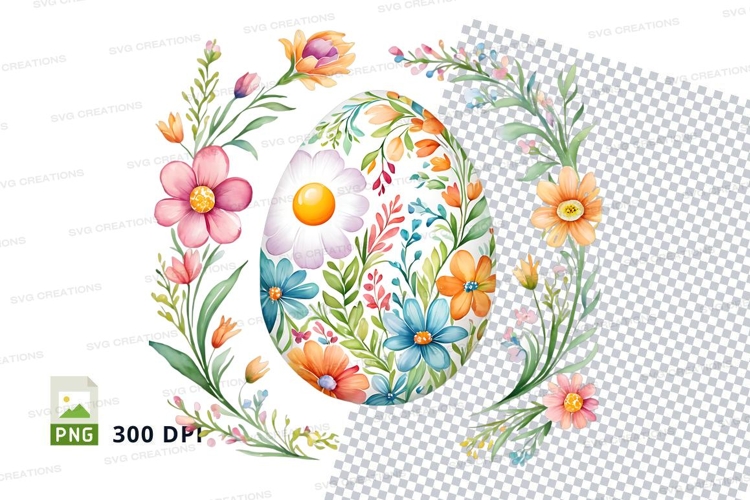 Floral easter egg clipart
