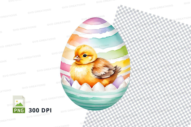 Colorful easter egg with chick