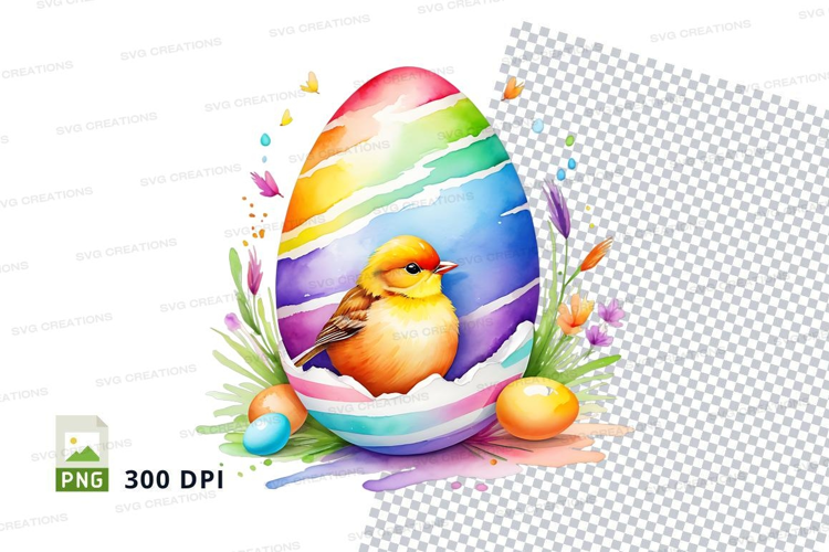 Colorful easter egg with bird