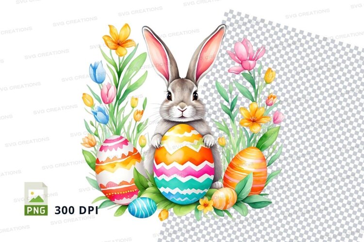 Easter bunny with eggs example image 1