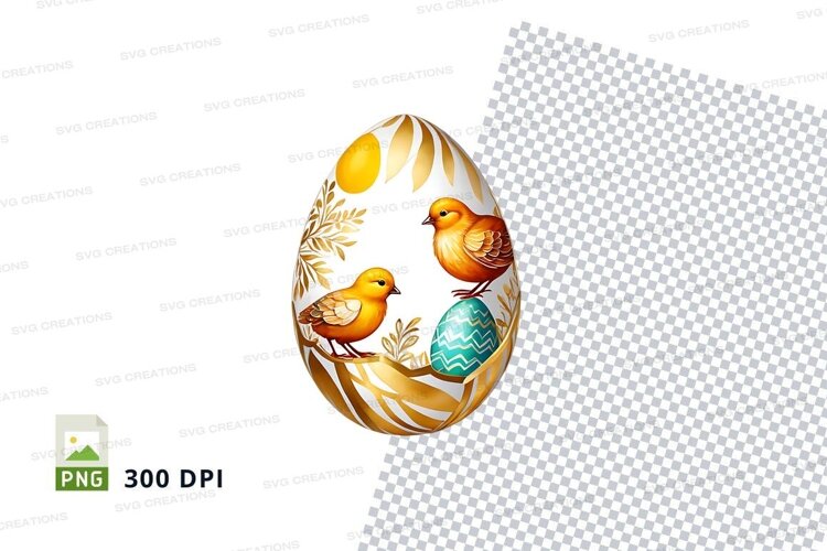 Decorative easter egg with birds example image 1