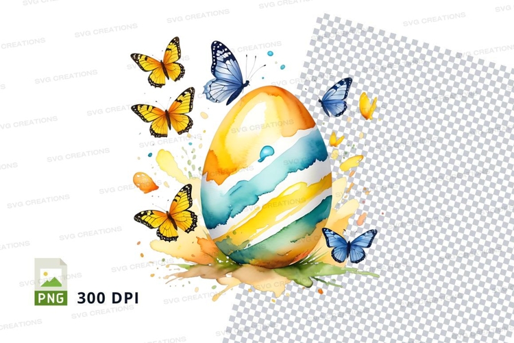 Colorful easter egg with butterflies
