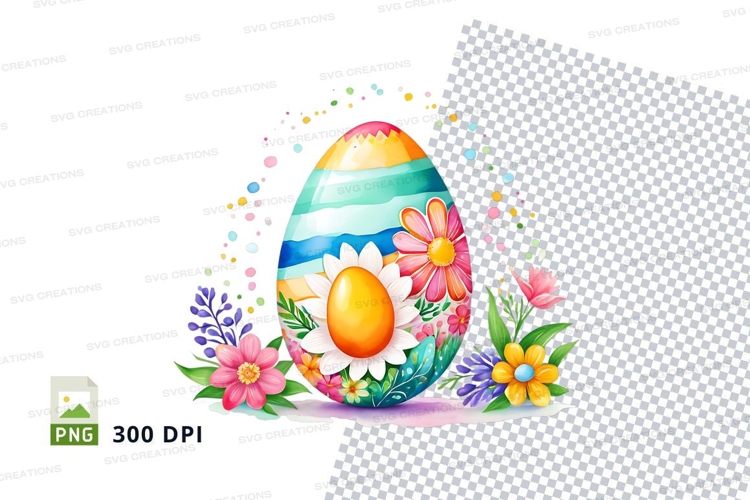 Colorful easter egg with flowers