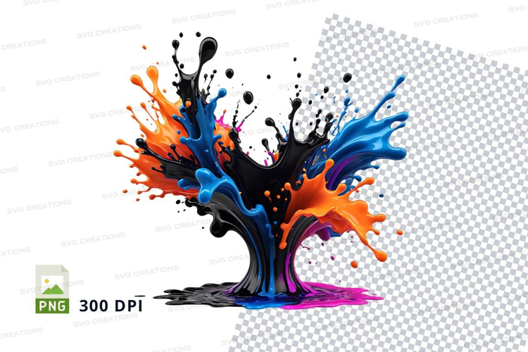 Colorful paint splash tree