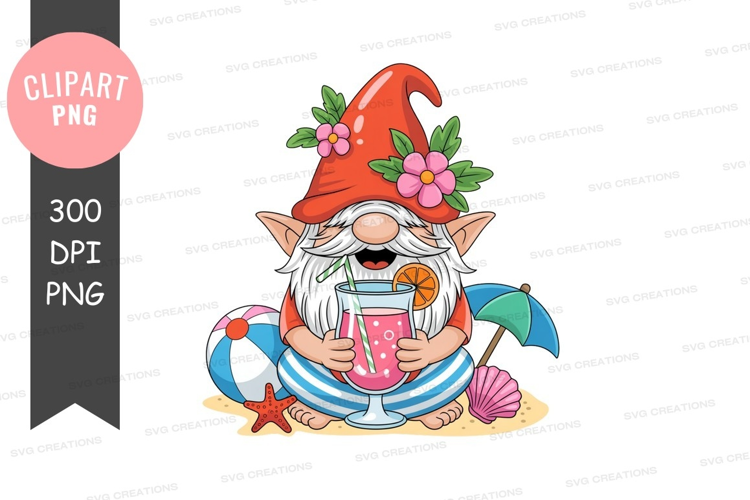 Summer gnome with cocktail
