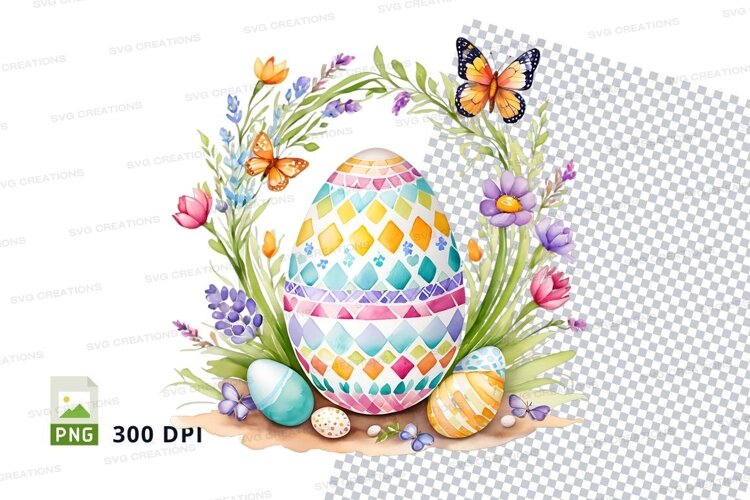 Colorful easter egg with floral frame example image 1