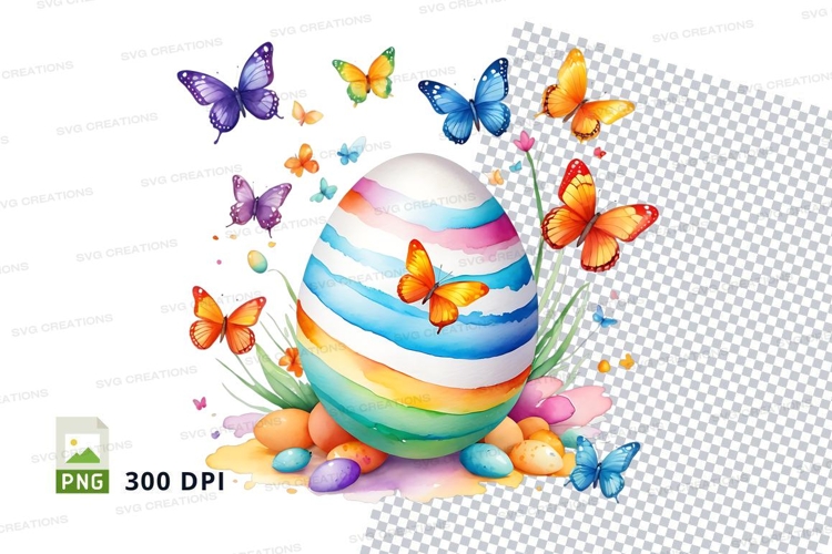 Colorful easter egg with butterflies
