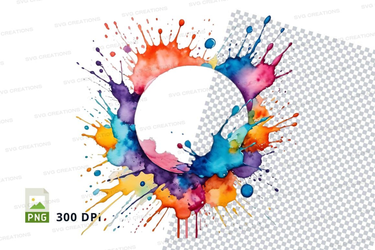 Colorful paint splatter with blank circle