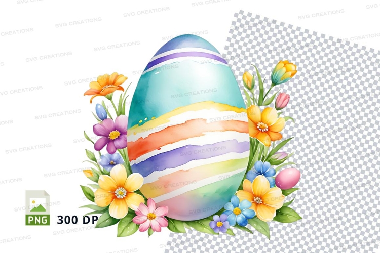 Colorful easter egg with flowers