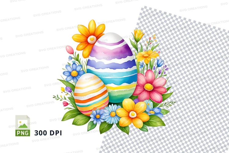 Colorful easter eggs with flowers