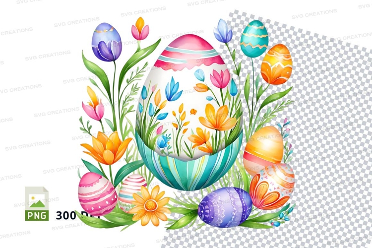 Colorful easter eggs with flowers