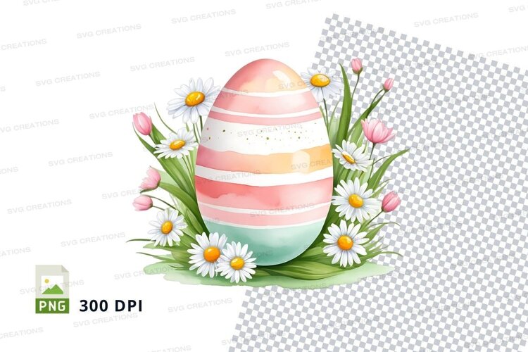 Easter egg with flowers example image 1