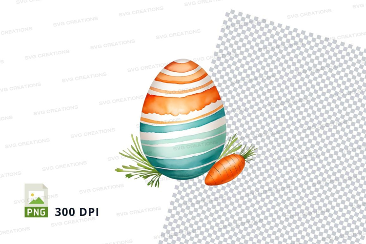 Easter egg with carrot and pine branch