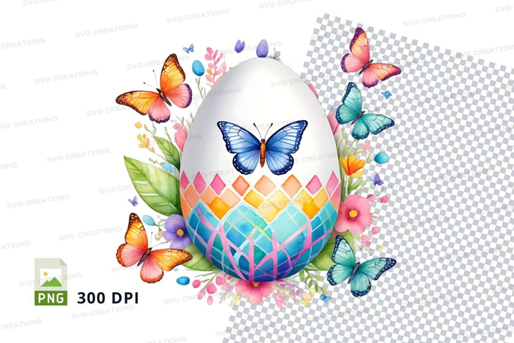 Colorful easter egg with butterflies