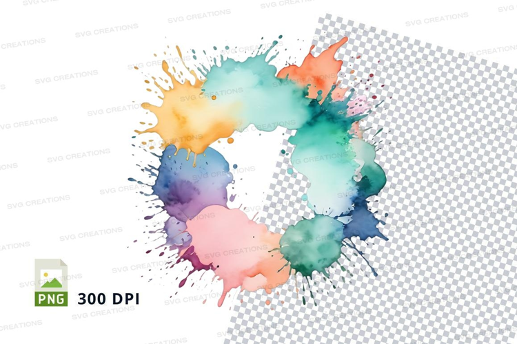 Colorful watercolor splatter wreath