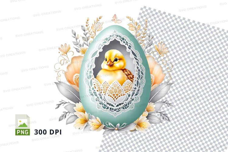 Easter chick in decorative egg