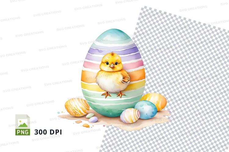 Easter chick and eggs