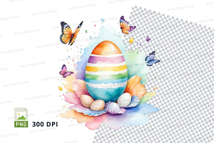 Colorful easter egg with butterflies