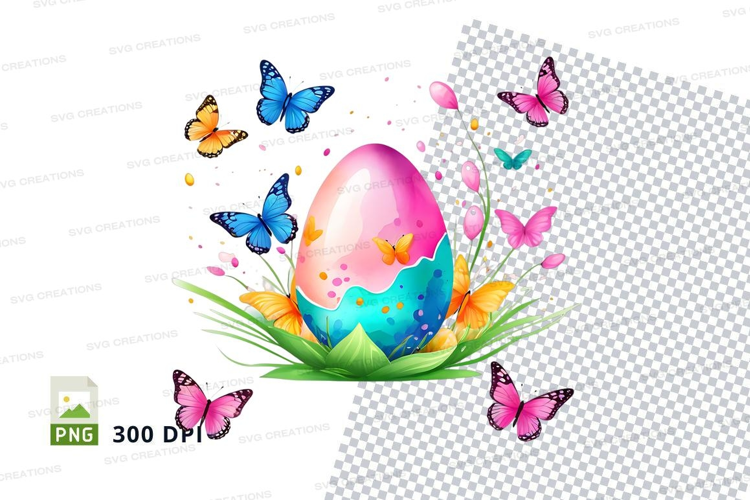 Colorful easter egg with butterflies
