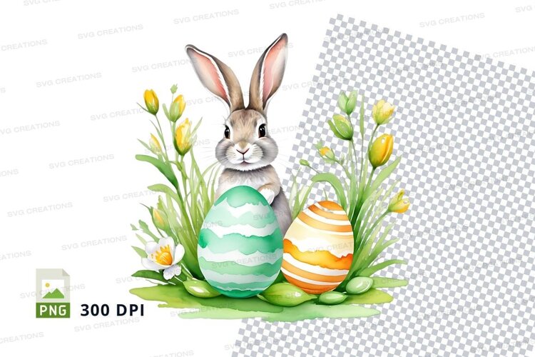 Easter bunny with eggs example image 1