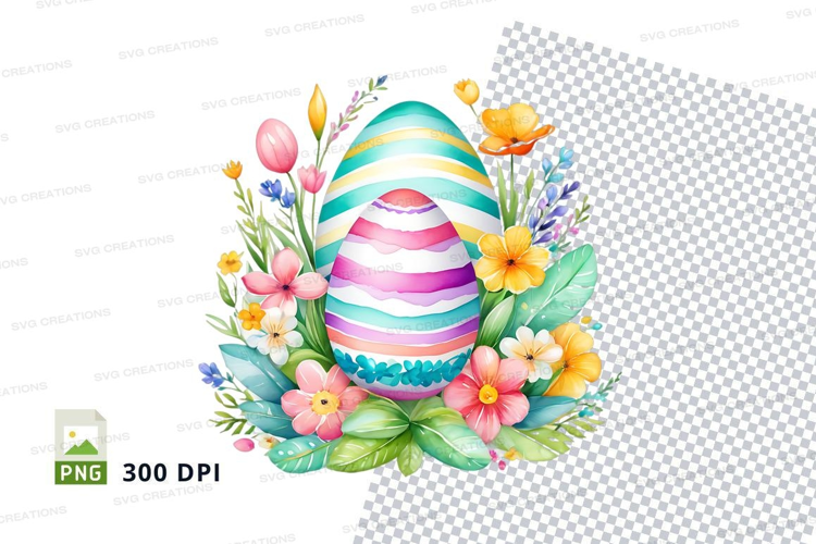 Colorful easter egg with flowers