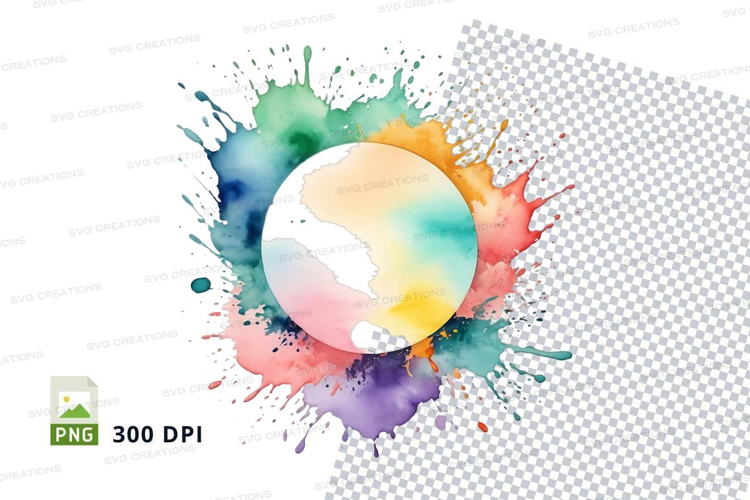 Colorful splash with white circle