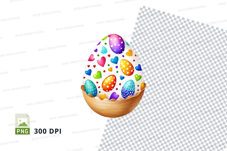 Easter basket with decorated eggs