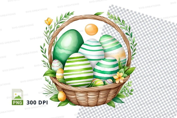 Easter basket with decorated eggs example image 1