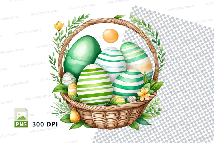 Easter basket with decorated eggs