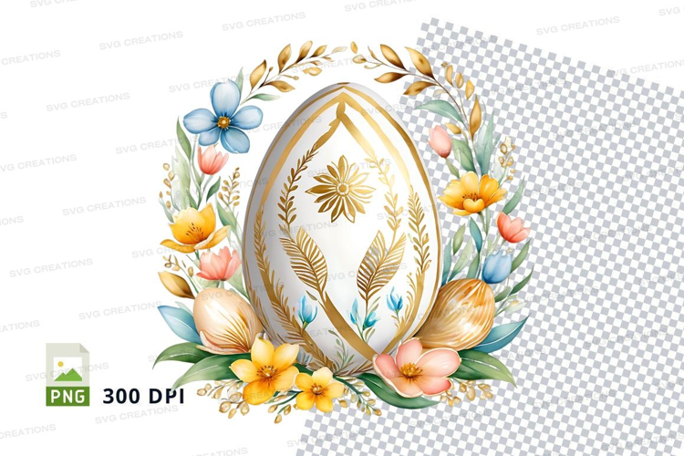 Elegant easter egg with floral wreath