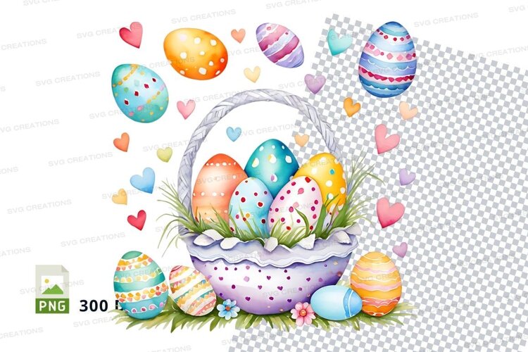 Easter basket with decorated eggs example image 1